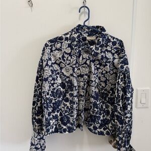 Ulla Johnson Navy and White Floral Jean Jacket